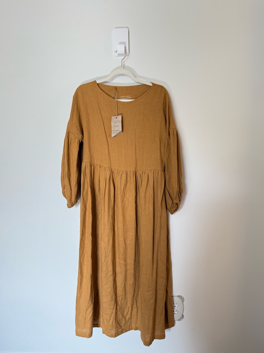 Simply Grey Midi Dress 100% linen NWT